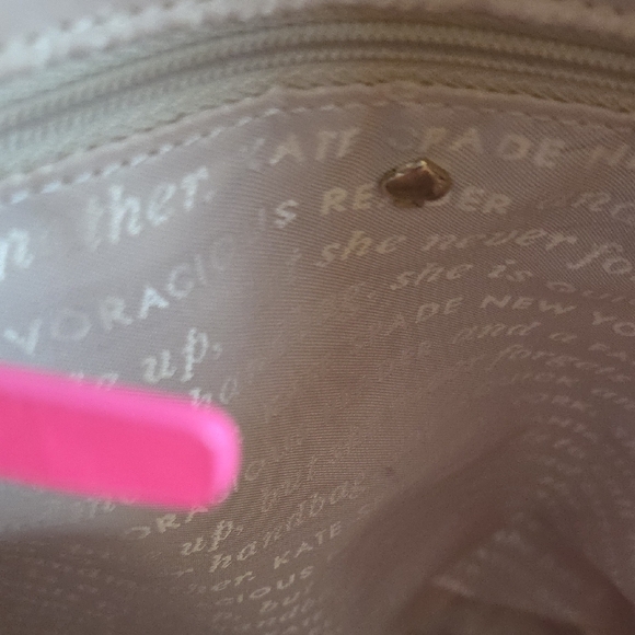 Kate Spade B&W Berry Street Elise Nylon Tote w/Pink Straps, Storybook Lining - Picture 8 of 9